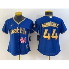 Women's Seattle Mariners #44 Julio Rodriguez Number Blue 2023 City Connect Cool Base Stitched Jersey