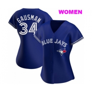 WOMEN'S TORONTO BLUE JAYS #34 KEVIN GAUSMAN ROYAL ALTERNATE JERSEY