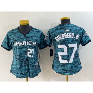 Women's Toronto Blue Jays #27 Vladimir Guerrero Jr Number Teal 2023 All Star Cool Base Stitched Jersey