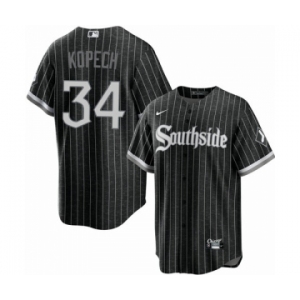Youth Chicago White Sox #34 Michael Kopech 2021 City Connect Replica Black Jersey