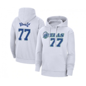 Men's Dallas Mavericks #77 Luka Doncic White Pullover Hoodie