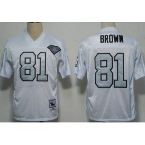 Oakland Raiders #81 Tim Brown White With Silver Throwback Jersey