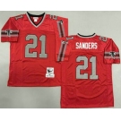Men's Atlanta Falcons #21 Deion Sanders Red Grey 1992 Throwback Jersey