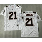 Men's Atlanta Falcons #21 Deion Sanders White 1992 Throwback Jersey