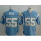 San Diego Chargers #55 Junior Seau Light Blue Throwback Jersey