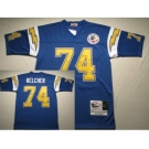 San Diego Chargers #74 Louie Kelcher Navy Blue Throwback Jersey