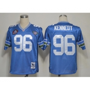 Seattle Seahawks #96 Cortez Kennedy Hall of Fame Blue Throwback Jersey