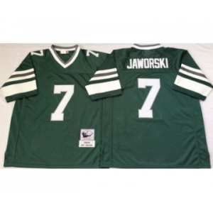 Eagles #7 Ron Jaworski Green Throwback Jersey