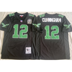 Men's Philadelphia Eagles #12 Randall Cunningham Black Throwback Stitched Football Jersey