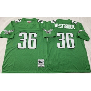 Men's Philadelphia Eagles #36 Brian Westbrook Kelly Green Throwback Stitched Football Jersey