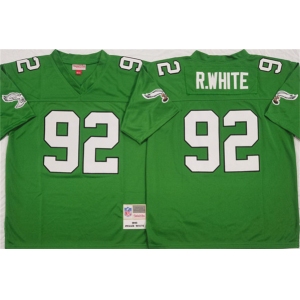 Men's Philadelphia Eagles #92 Reggie White Kelly Green Throwback Football Stitched Jersey