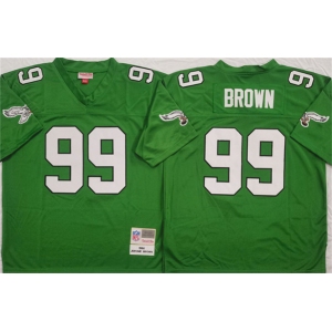 Men's Philadelphia Eagles #99 Jerome Brown Kelly Green Throwback Football Stitched Jersey