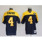 Green Bay Packers #4 Brett Favre Navy Blue With Yellow 75TH Throwback Jersey