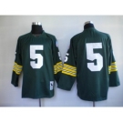 Green Bay Packers #5 Paul Hornung Green Long-Sleeved Throwback Jersey