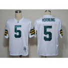 Green Bay Packers #5 Paul Hornung White Short-Sleeved Throwback Jersey