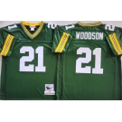 Men's Green Bay Packers #21 Charles Woodson Green Throwback Stitched Football Jersey