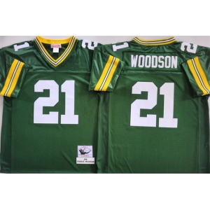 Men's Green Bay Packers #21 Charles Woodson Green Throwback Stitched Football Jersey