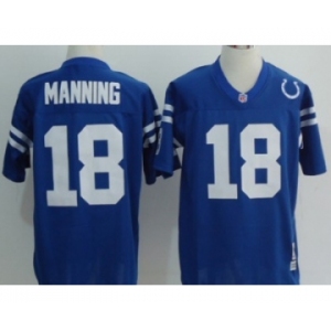 Indianapolis Colts #18 Peyton Manning Blue Short-Sleeved Throwback Jersey
