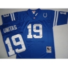 Indianapolis Colts #19 Johnny Unitas Blue Short-Sleeved Throwback Jersey