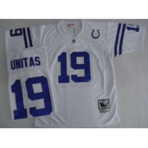 Indianapolis Colts #19 Johnny Unitas White Short-Sleeved Throwback Jersey