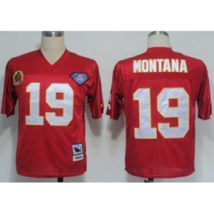 Kansas City Chiefs #19 Joe Montana Red 75TH Throwback Jersey