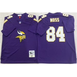Men's Minnesota Vikings #84 Randy Moss Purple Throwback Football Stitched Jersey