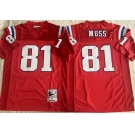 Men's New England Patriots #81 Randy Moss Red Throwback Stitched Football Jersey