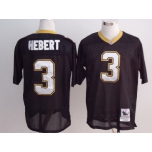 New Orleans Saints #3 Bobby Hebert Black Throwback Jersey