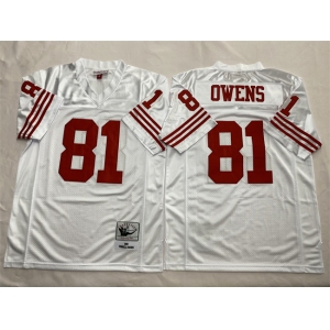 Men's New York Giants #81 Terrell Owens White Throwback Stitched Football Jersey
