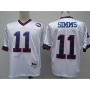 New York Giants #11 Phil Simms White Throwback Jersey