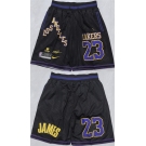 Men's Los Angeles Lakers #23 LeBron James Black 2025 Shorts