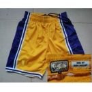 Men's Los Angeles Lakers #24 Kobe Bryant 1996-97 Yellow Hardwood Classics Soul Swingman Throwback Shorts