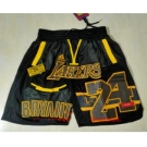 Men's Los Angeles Lakers #24 Kobe Bryant Black Golden Retired Commemorative Soul Swingman Shorts