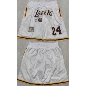 Men's Los Angeles Lakers #24 Kobe Bryant White 2025 Shorts