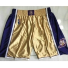 Men's Los Angeles Lakers #8 #24 Kobe Bryant Gold 1996-2016 The Hall of Fame Throwback Shorts