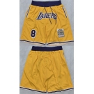 Men's Los Angeles Lakers #8 Kobe Bryant Yellow 2025 Shorts