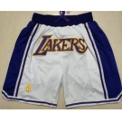 Men's Los Angeles Lakers White Gold NBA Just Don Swingman Throwback Shorts