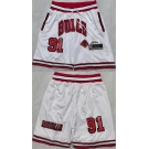 Men's Chicago Bulls #91 Dennis Rodman White 2025 Shorts