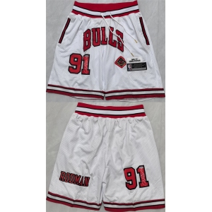 Men's Chicago Bulls #91 Dennis Rodman White 2025 Shorts