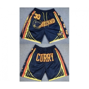 Men's Golden State Warriors #30 Stephen Curry Navy Shorts(Run Small)