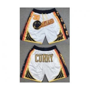 Men's Golden State Warriors #30 Stephen Curry White Shorts(Run Small)