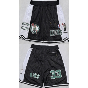 Men's Boston Celtics #33 Larry Bird Black White Shorts