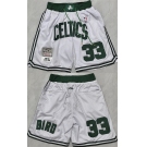 Men's Boston Celtics #33 Larry Bird White Shorts