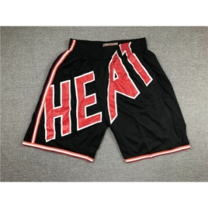 Men's Miami Heat Black Big Face Mitchell Ness Hardwood Classics Soul Swingman Throwback Shorts