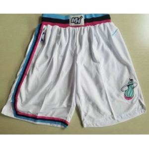 Men's Miami Heat White 2017-2018 Stitched City Edition Shorts
