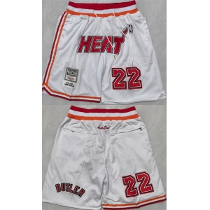 Men's Miami Heat White #22 Shorts 
