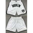 Men's Brooklyn Nets White Shorts (Run Small)