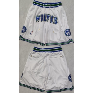 Men's Minnesota Timberwolves White Shorts (Run Small)