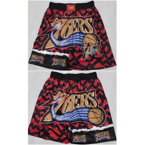 Men's Philadelphia 76ers Black Red Shorts