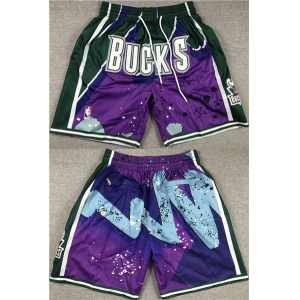 Men's Milwaukee Bucks Purple Green Shorts (Run Small)